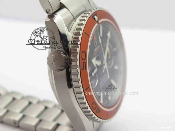 0110 Sophisticated Planet Ocean Master Chronometer Chrono SS OM 1:1 Best Edition Orange On SS Bracelet A 8156